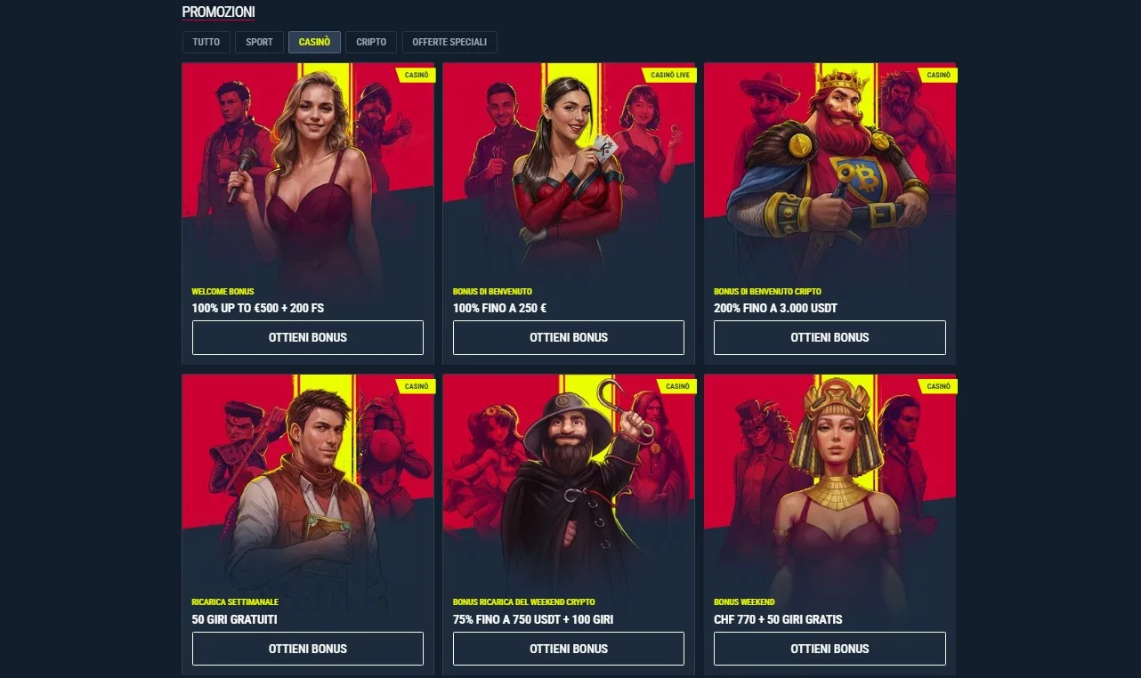 Promozioni e bonus di Rabona Casino per l'Italia